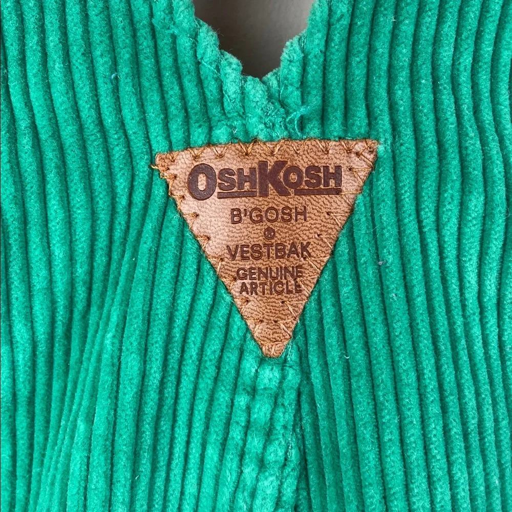 Vintage Osh Kosh B'Gosh Pony Express Green Corduroy Vestbak Overalls